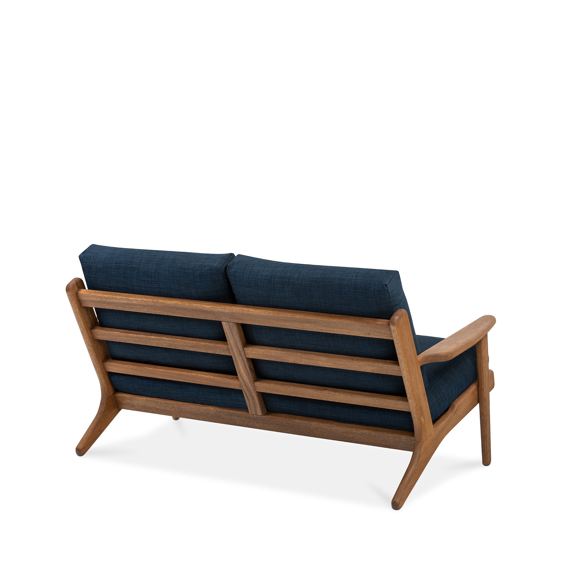 Map 2 Seat Sofa Walnut Frame Royal Blue Fabric