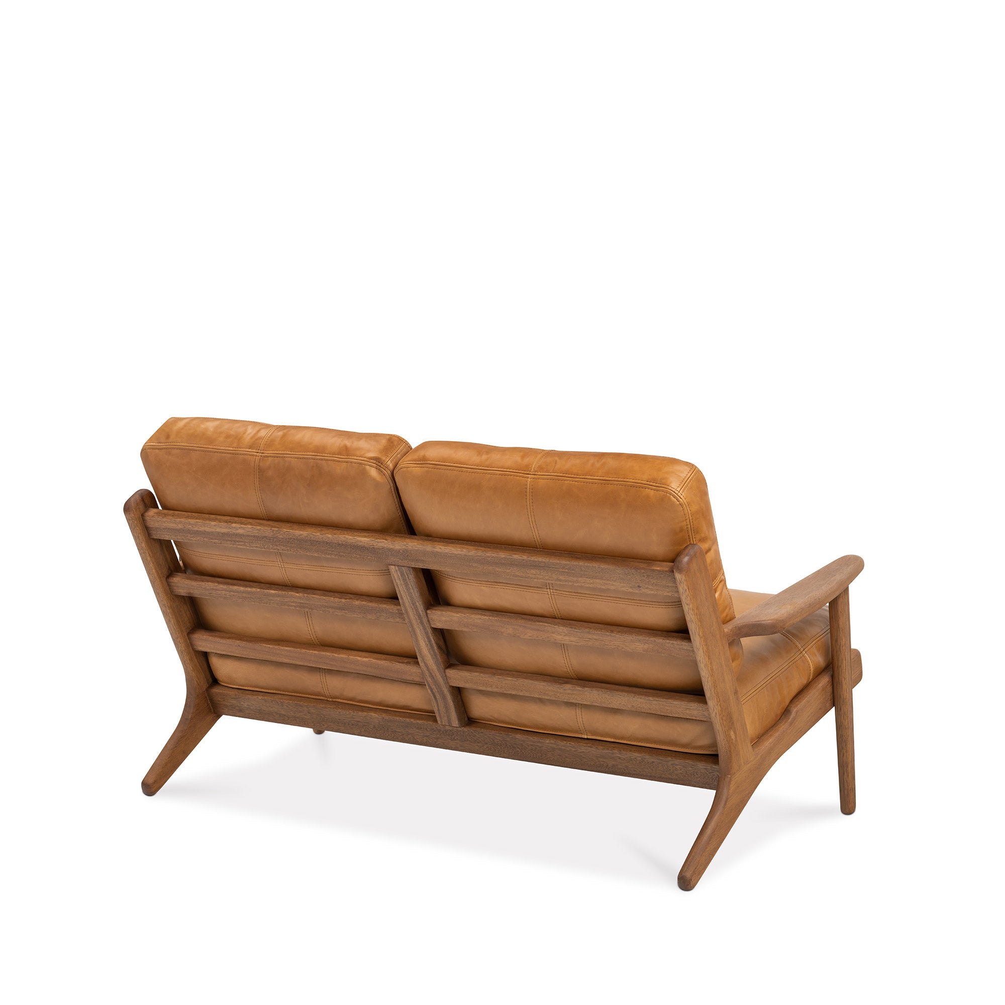 Map 2 Seat Sofa Walnut Frame Tan Leather