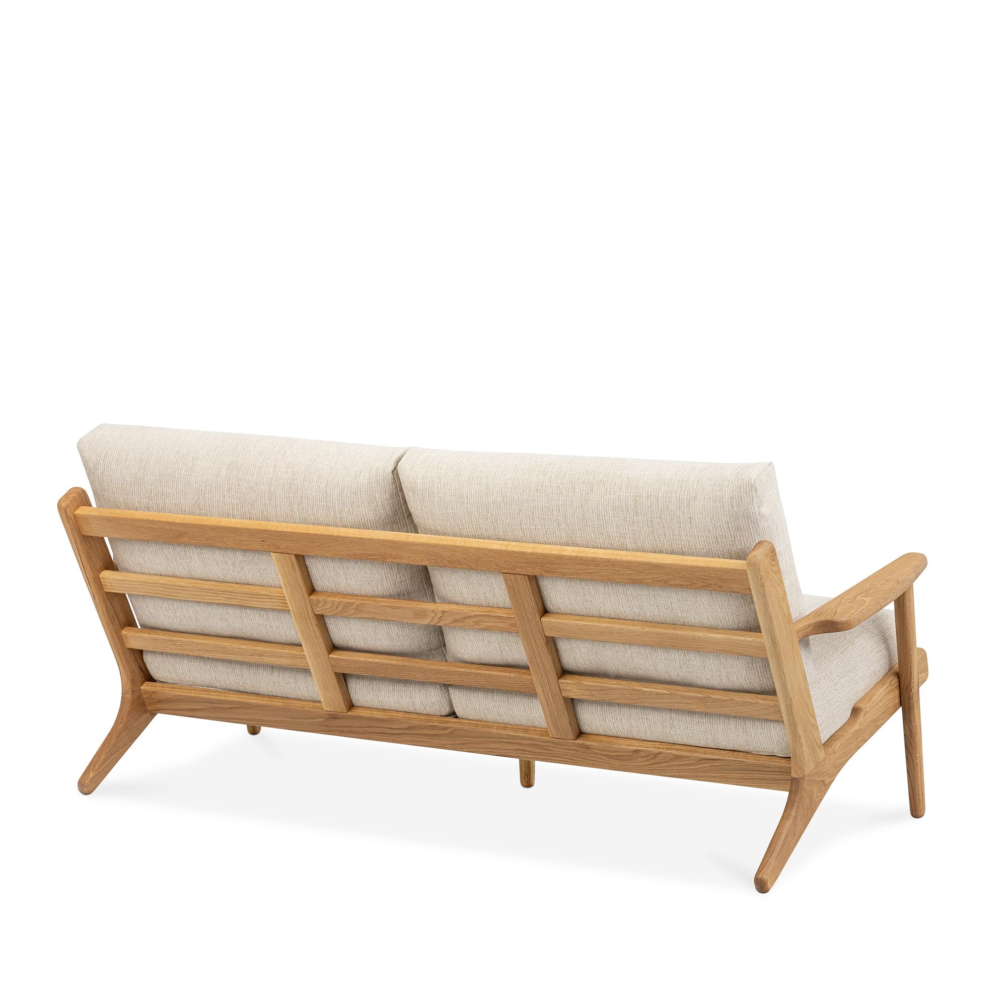 Map 3 Seat Sofa Oak Frame Sandstone Fabric