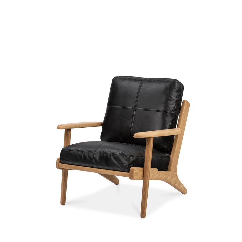 Map Armchair (Oak Frame/Black Leather)