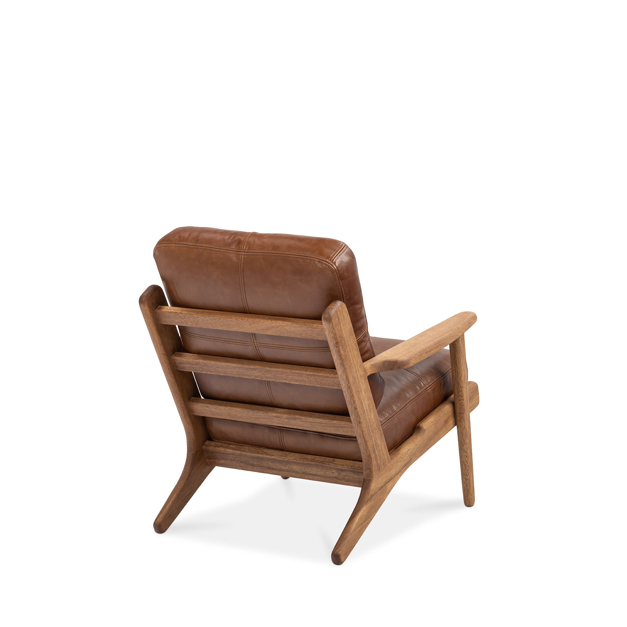 Map Armchair Walnut Frame Brown Leather