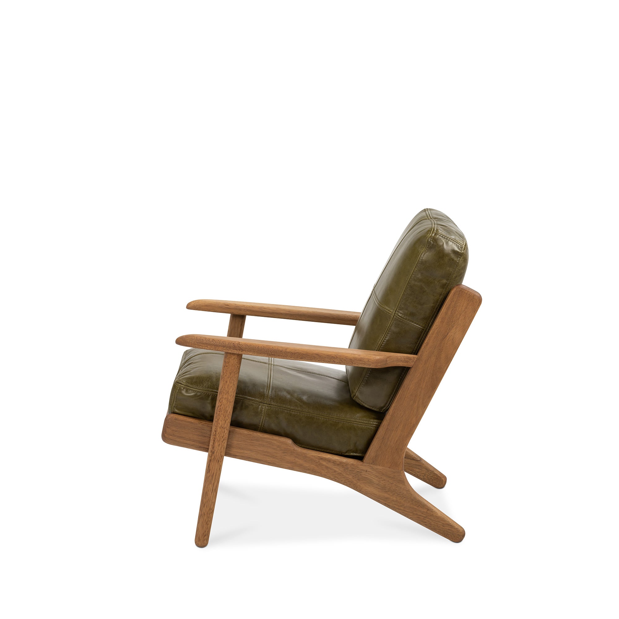 Map Armchair Walnut Frame Green Leather