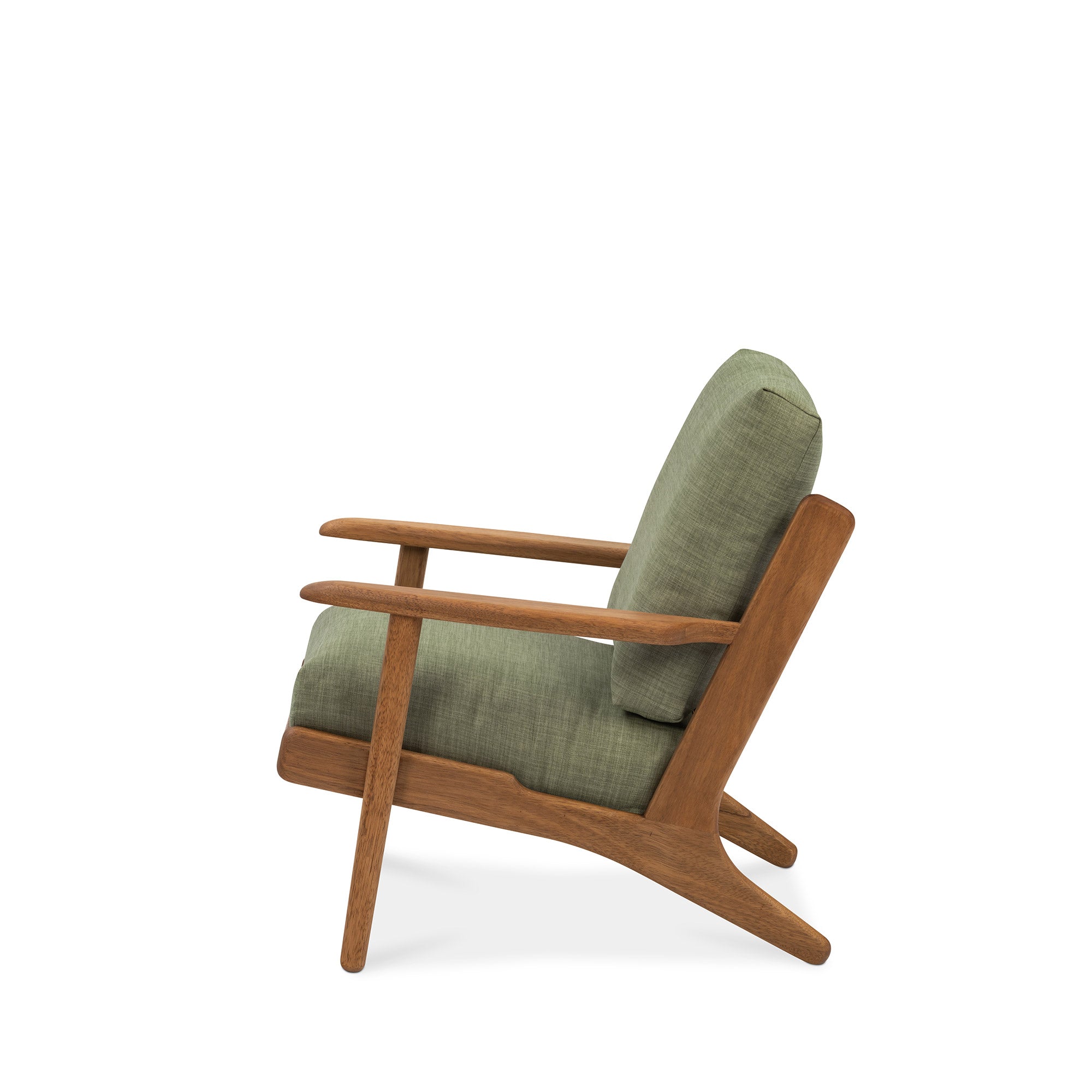 Map Armchair Walnut Frame Sage Green Fabric