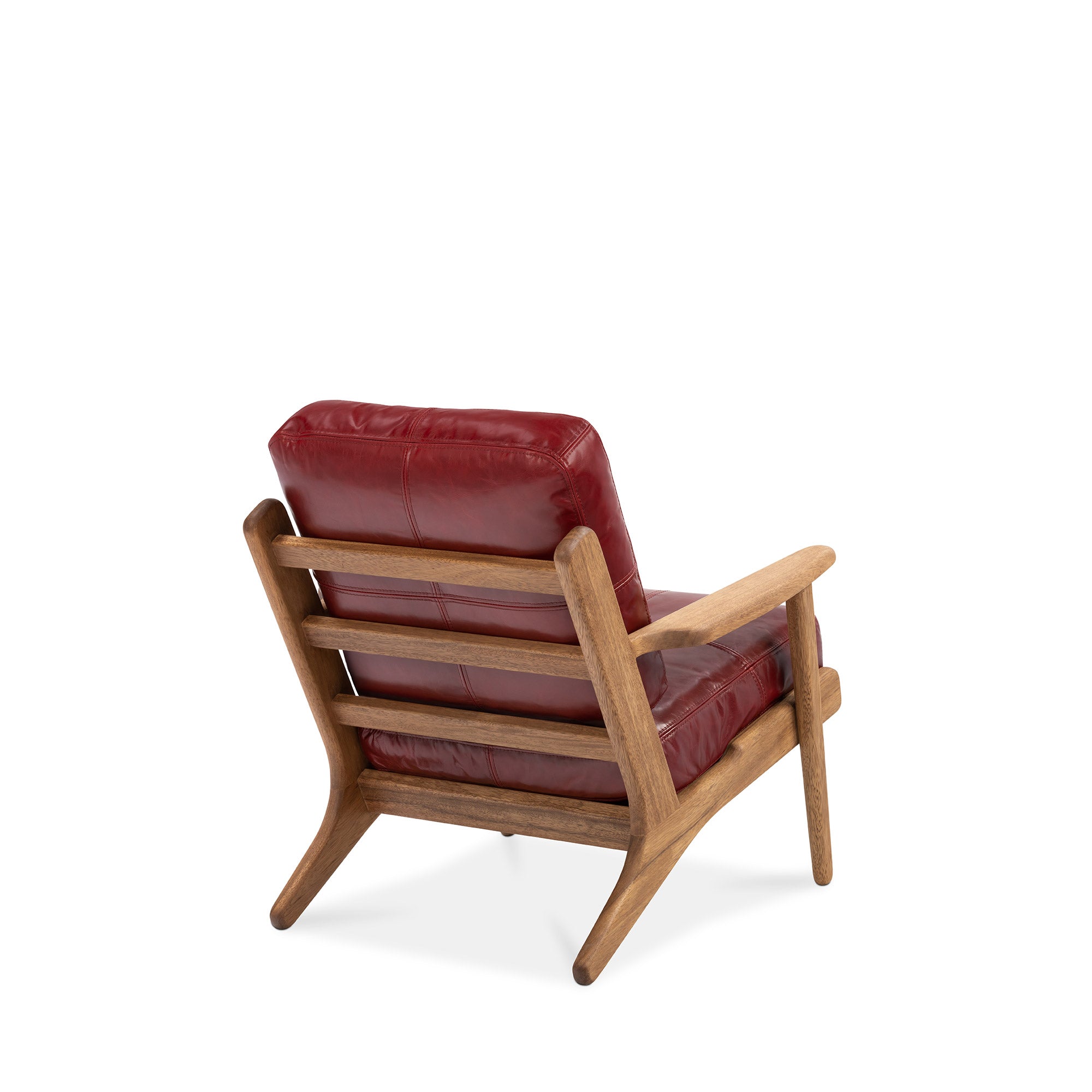 Map Armchair Walnut Frame Red Leather