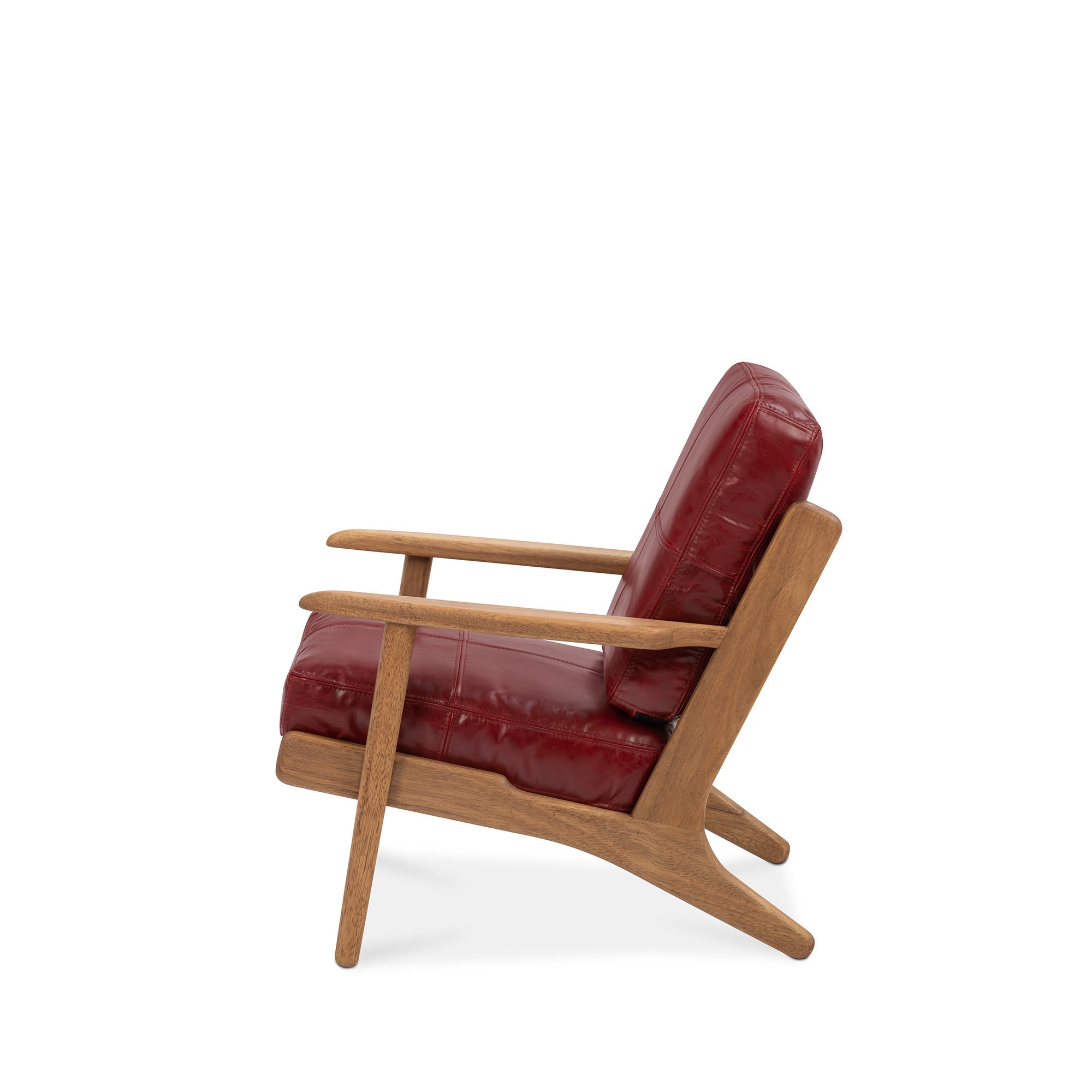 Map Armchair Walnut Frame Red Leather