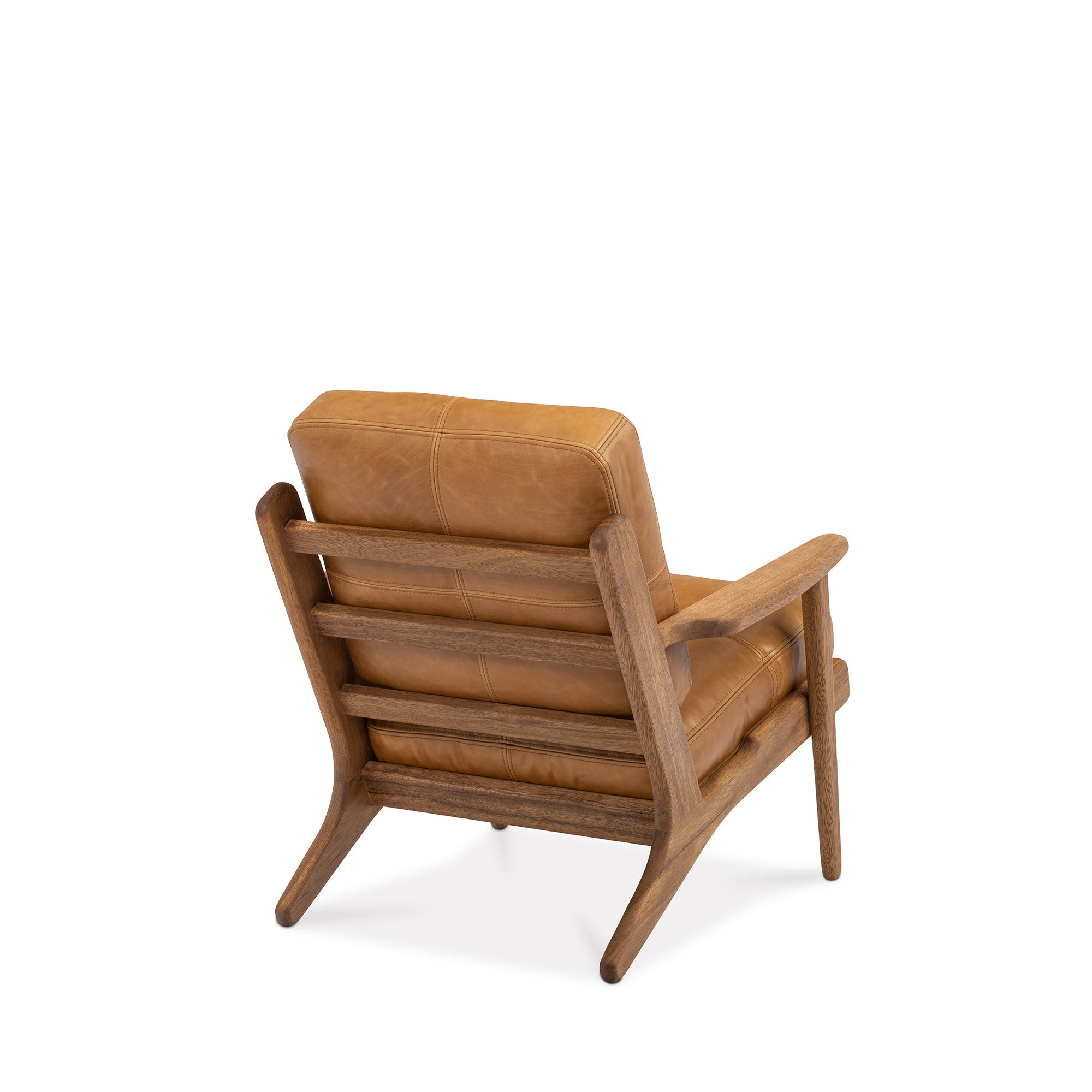 Map Armchair Walnut Frame Tan Leather