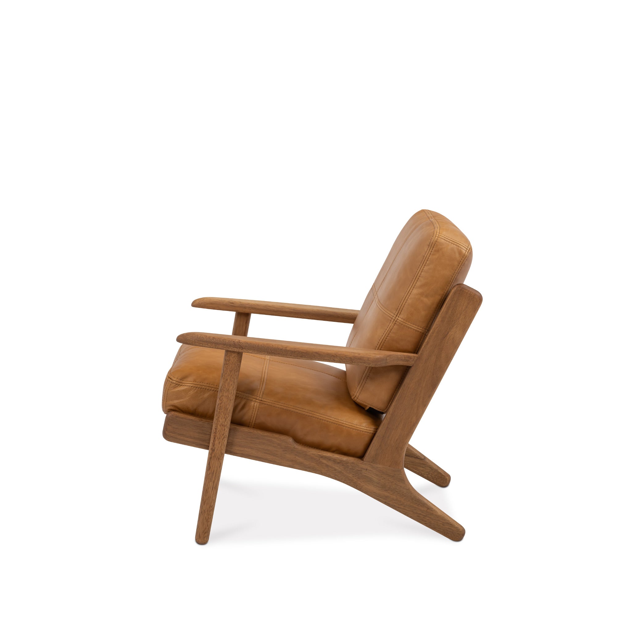 Map Armchair Walnut Frame Tan Leather