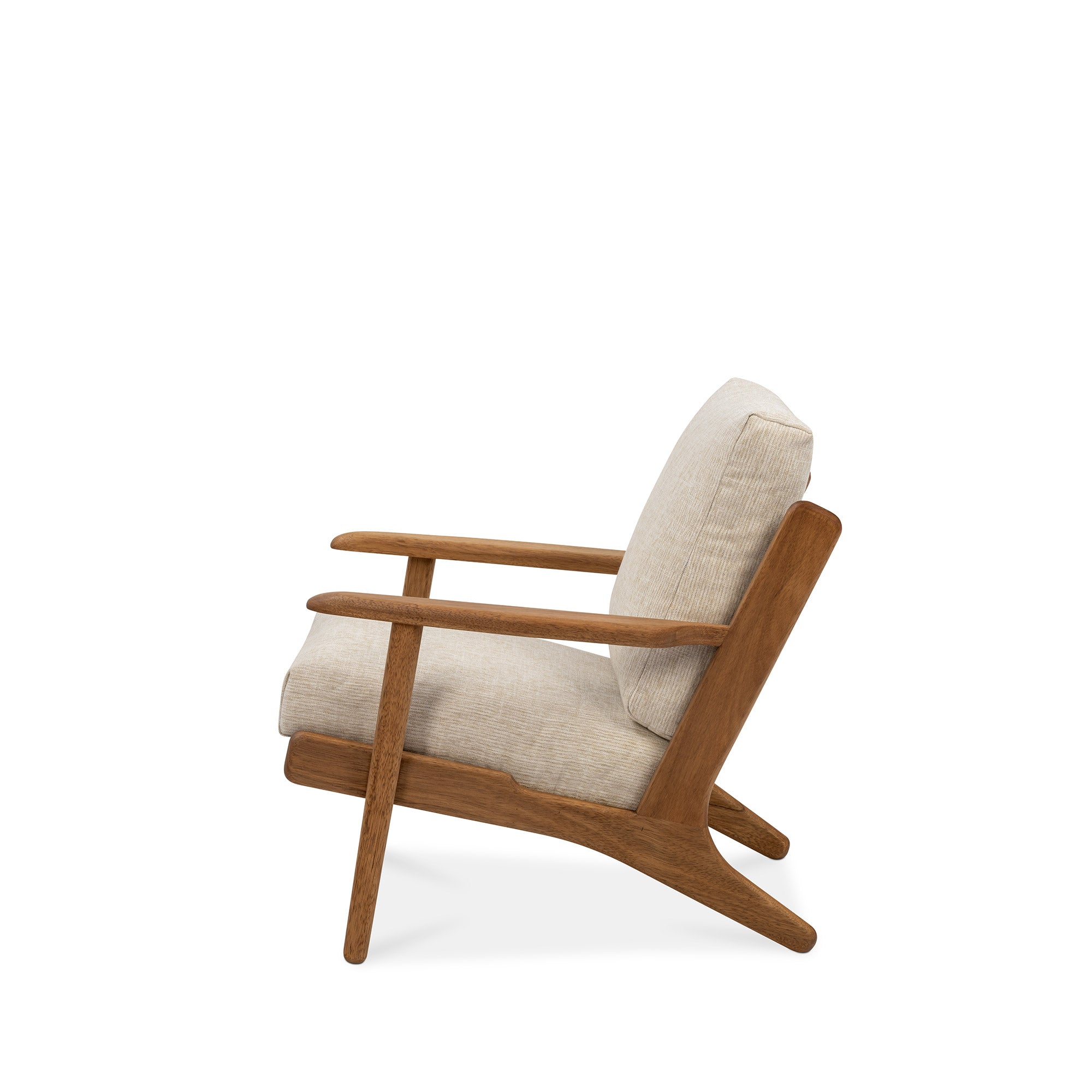 Map Armchair Walnut Frame Sandstone Fabric