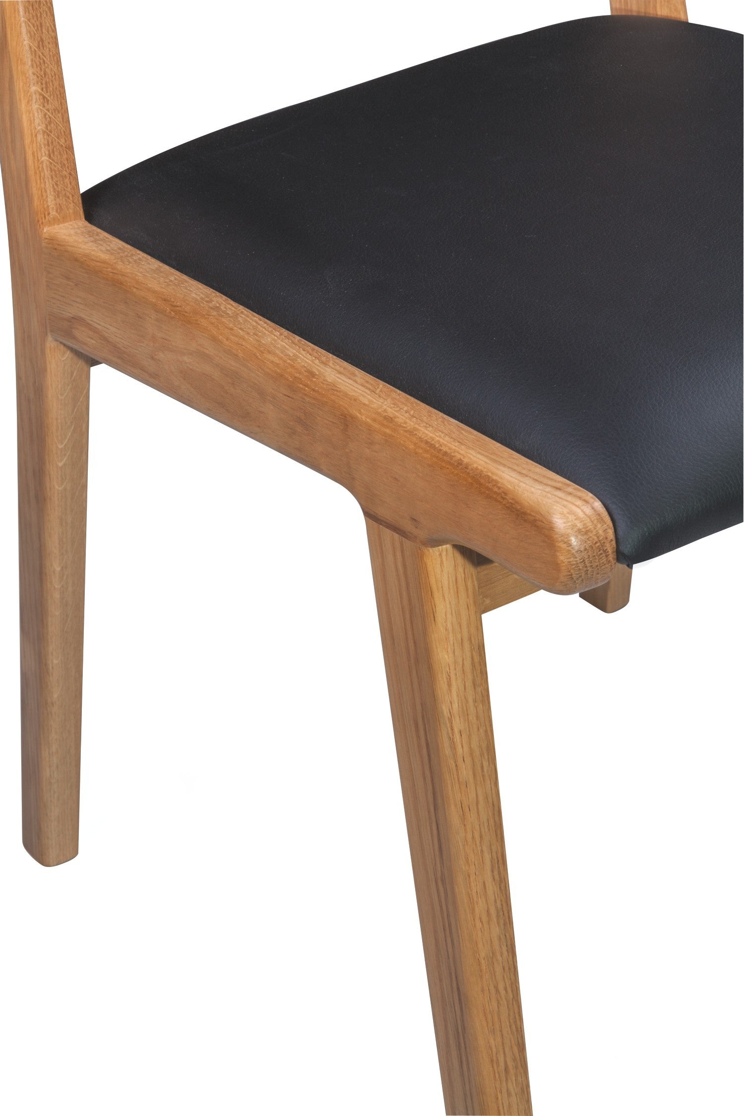 Forest 01 Black Authentic Leather Oak Dining Chair