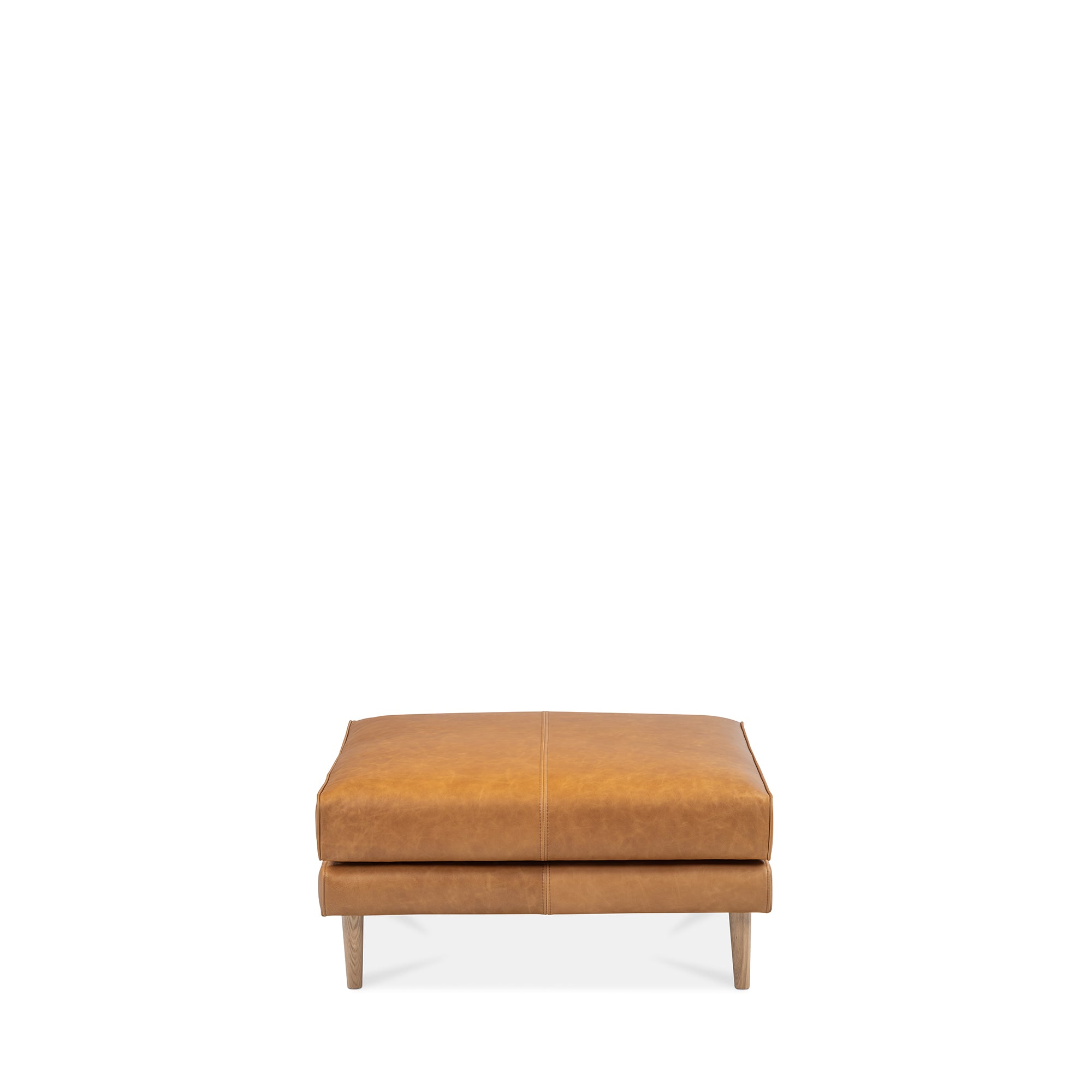 Marvik Ottoman Medium Tan Full-Grain Leather