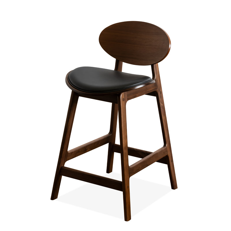 Arna 04 Counter Stool Walnut Oiled - Black Leather