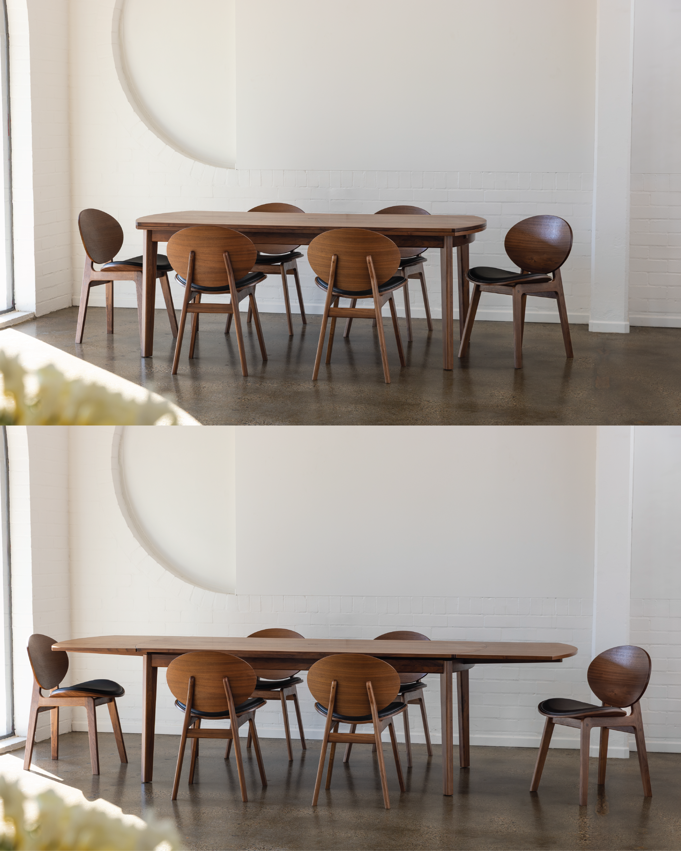 Arna Curve Extendable Dining Table American Black Walnut