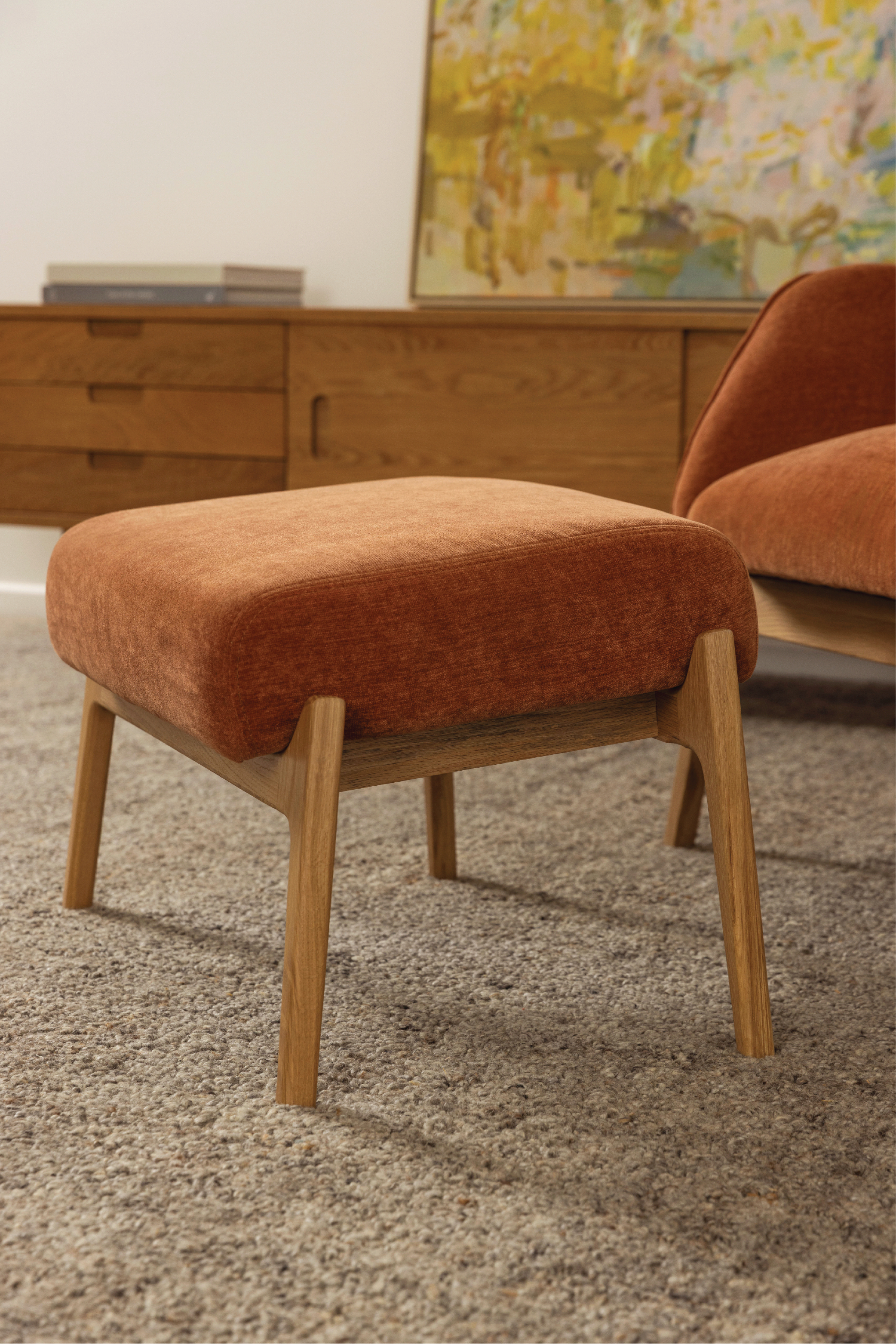Arna Fabric Foot Stool Rust