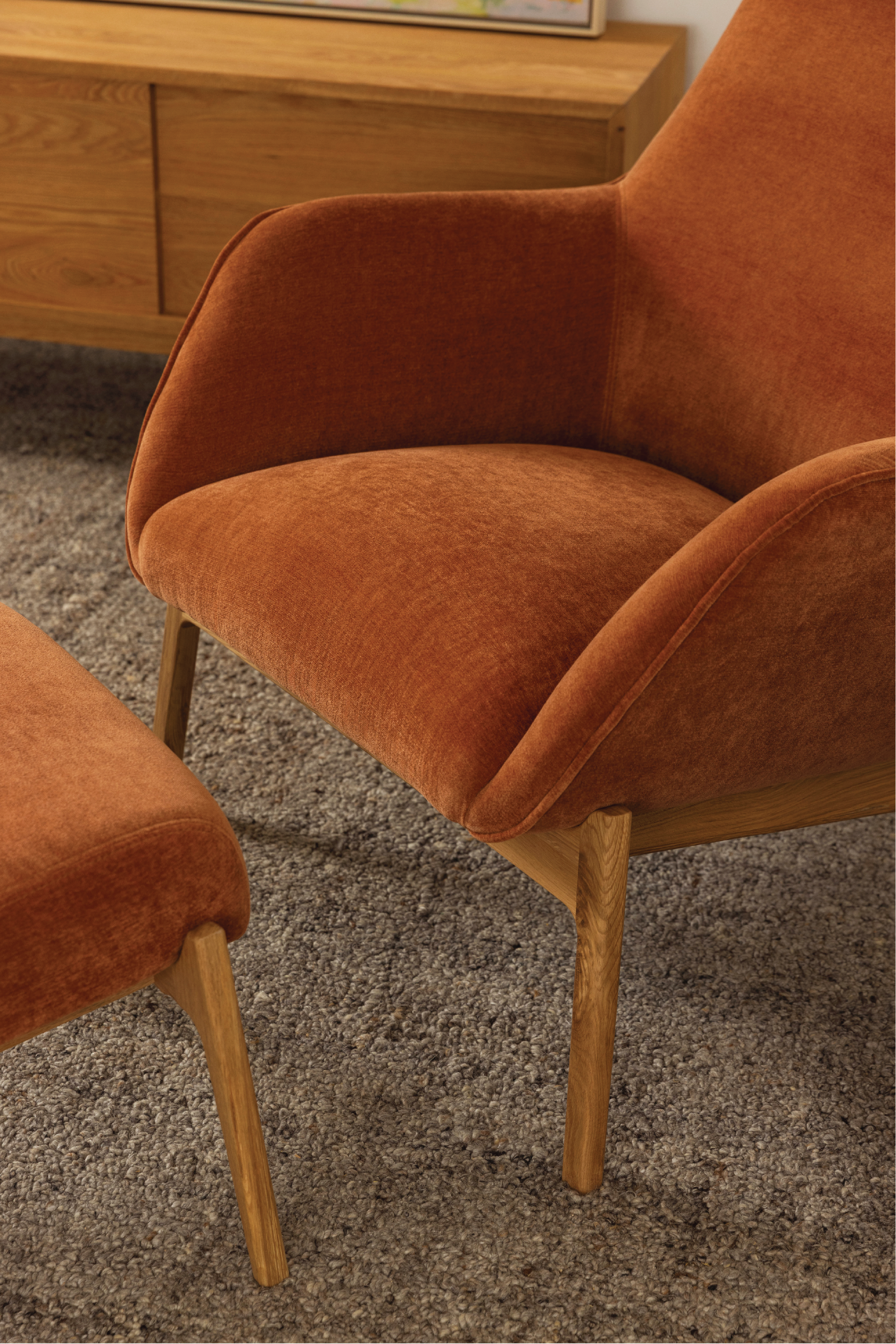 Arna High Back Armchair Rust