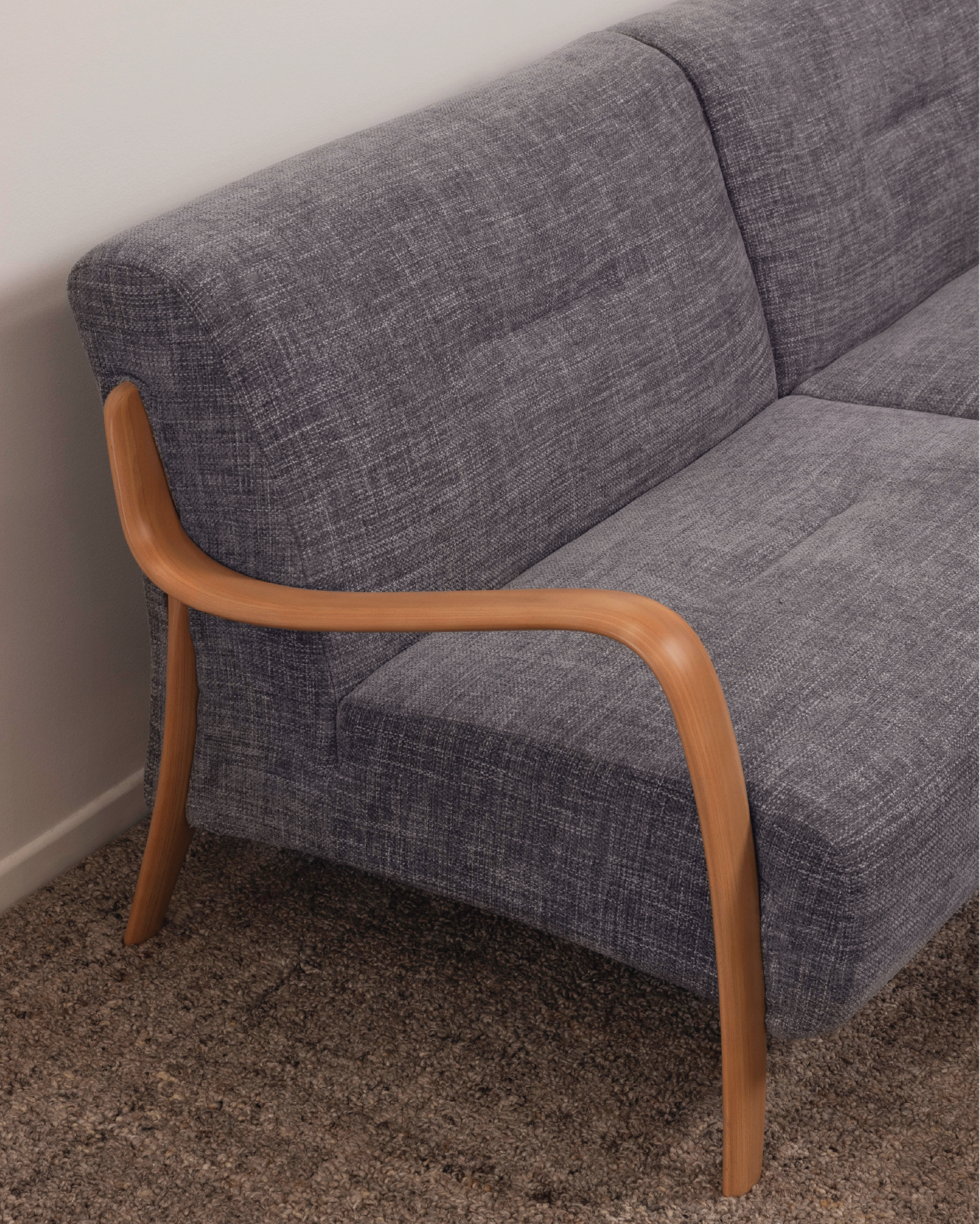 Beech Mid-Century 3 Seat Sofa Sea Haze