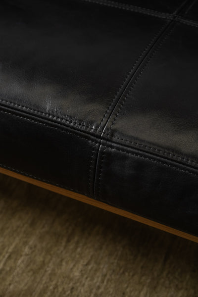 Map 3 Seat Sofa (Oak Frame/Black Leather)