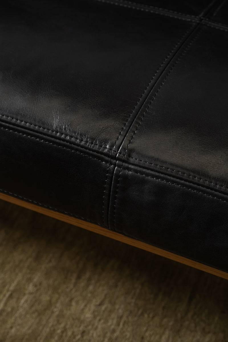 Map 3 Seat Sofa (Oak Frame/Black Leather)