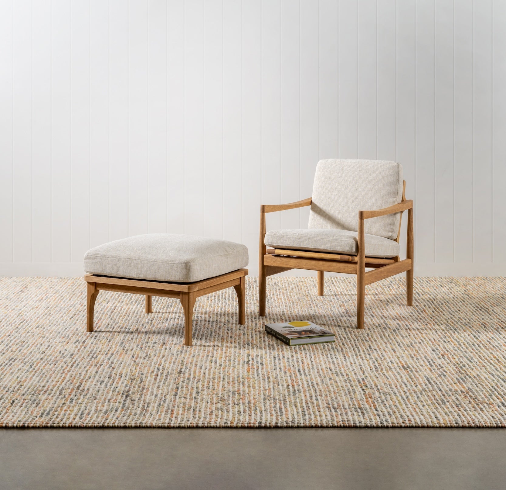 Den Armchair Walnut Frame Sandstone Fabric