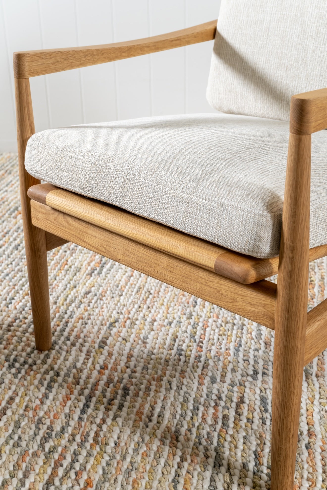 Den Armchair Walnut Frame Sandstone Fabric