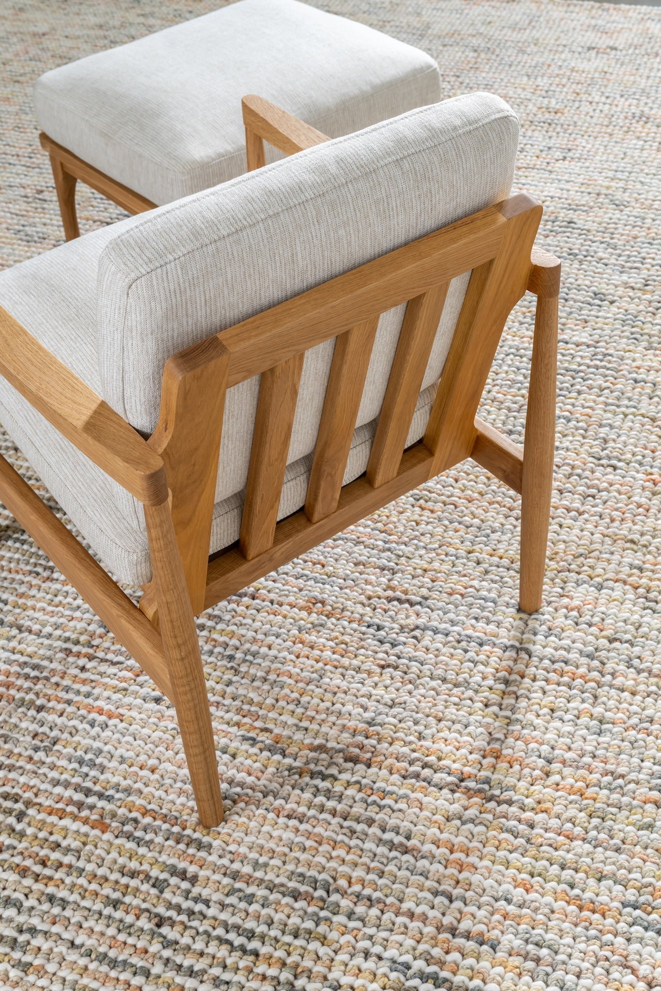 Den Armchair Walnut Frame Sandstone Fabric