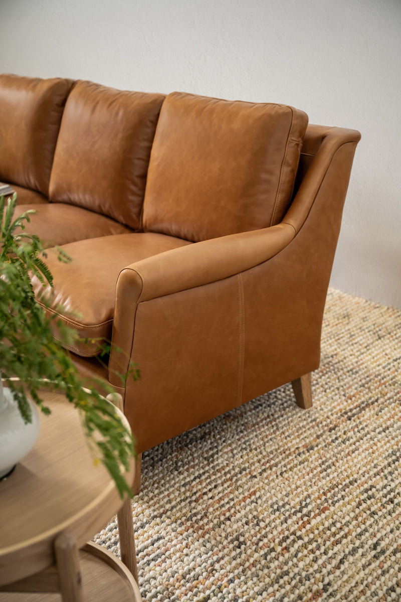 Club 3 Seat Sofa - Tan Leather