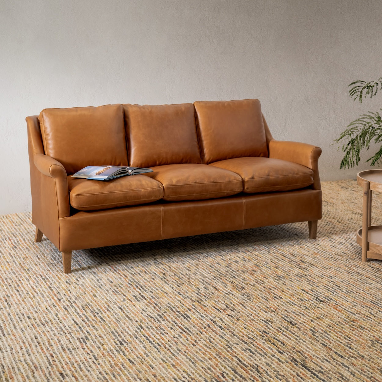 Club Sofa Tan Full Grain Leather Sofa 3 Seat