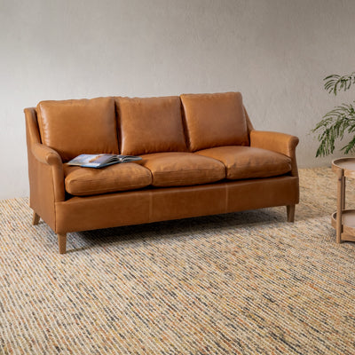 Club 3 Seat Sofa - Tan Leather