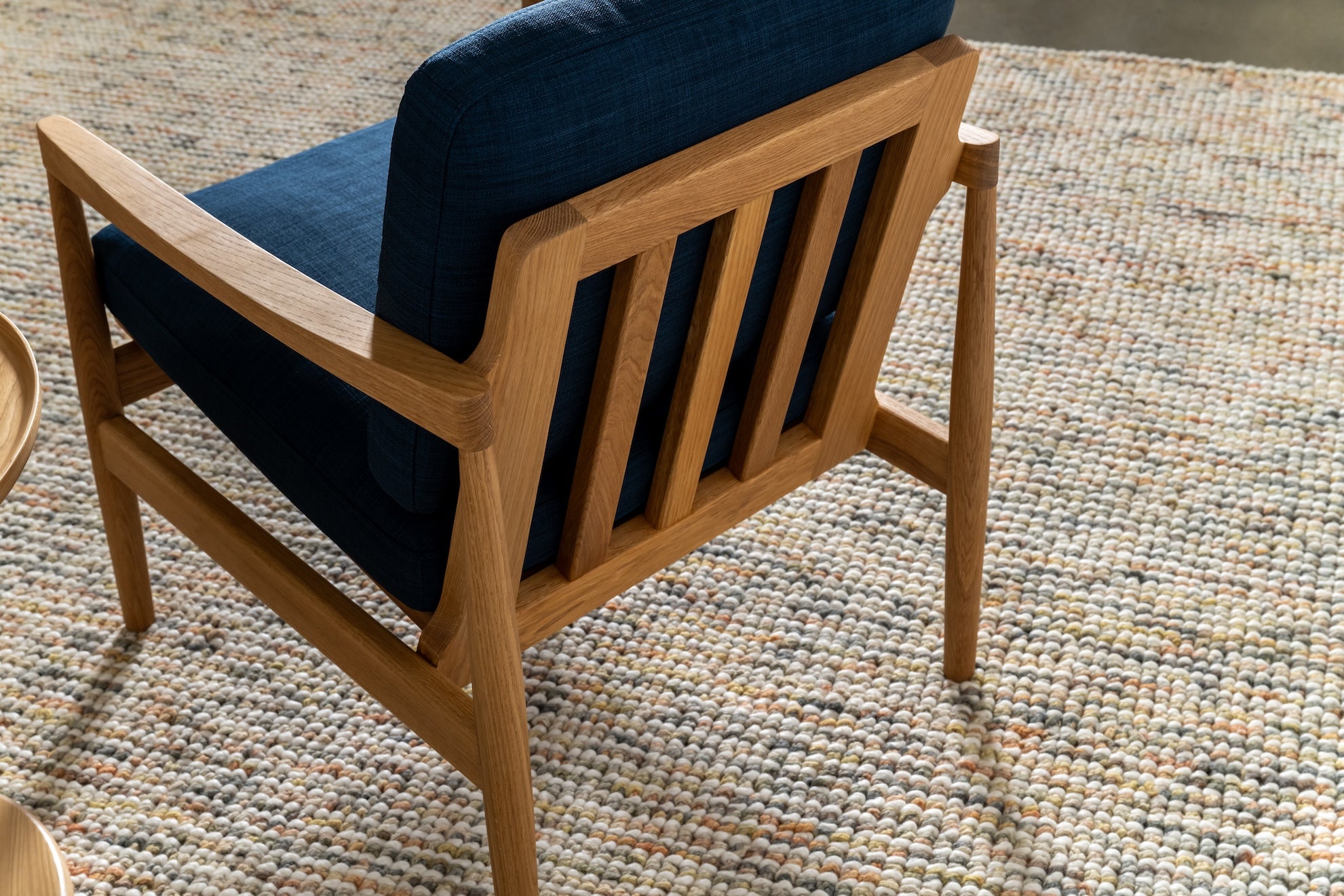 Den Armchair Walnut Frame Royal Blue Fabric