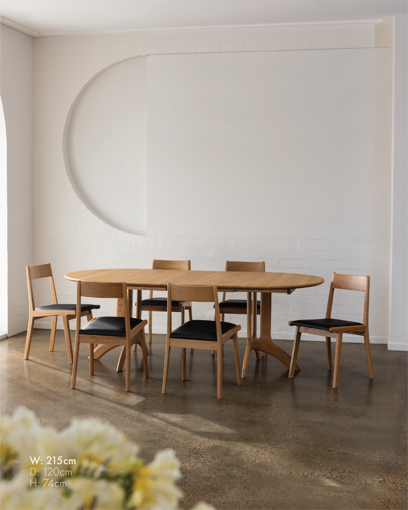 Dining Table Round with 2 Extensions - Elm Oiled