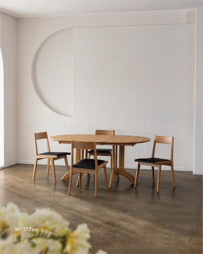 Dining Table Round with 2 Extensions - Elm Oiled