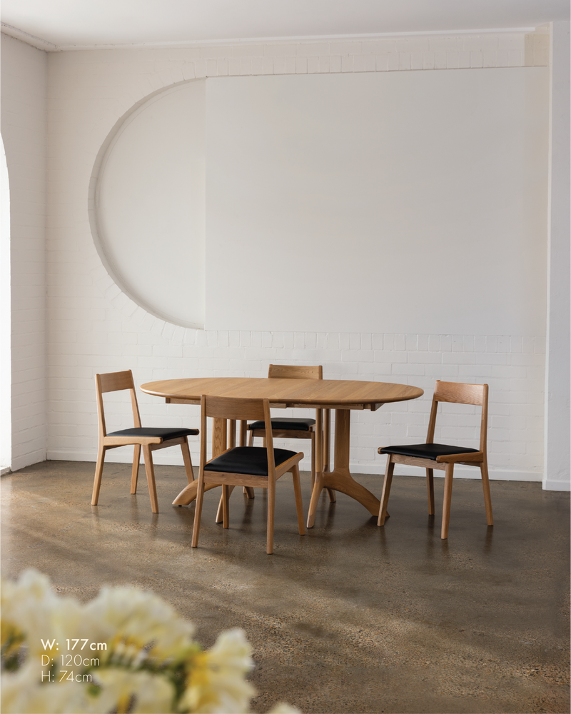 Dining Table Round with 2 Extensions - Elm Oiled