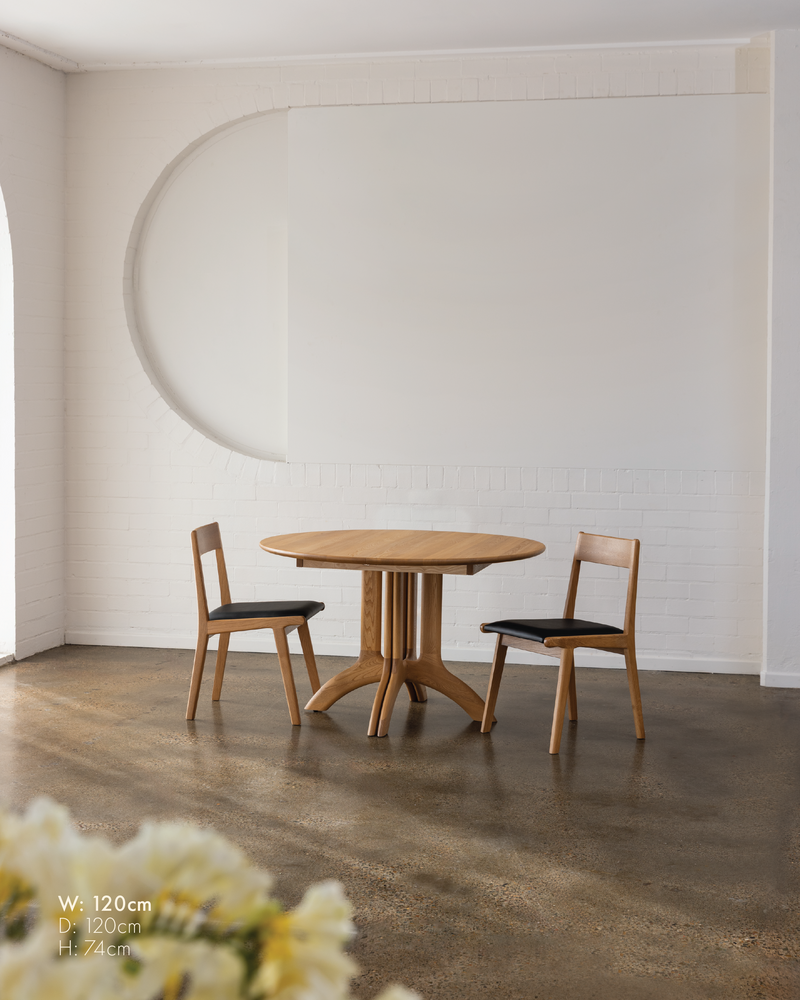 Dining Table Round with 2 Extensions - Elm Oiled