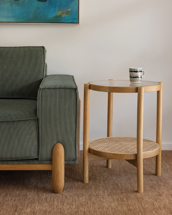 Forest Oak & Rattan Round Side Table | The Modern