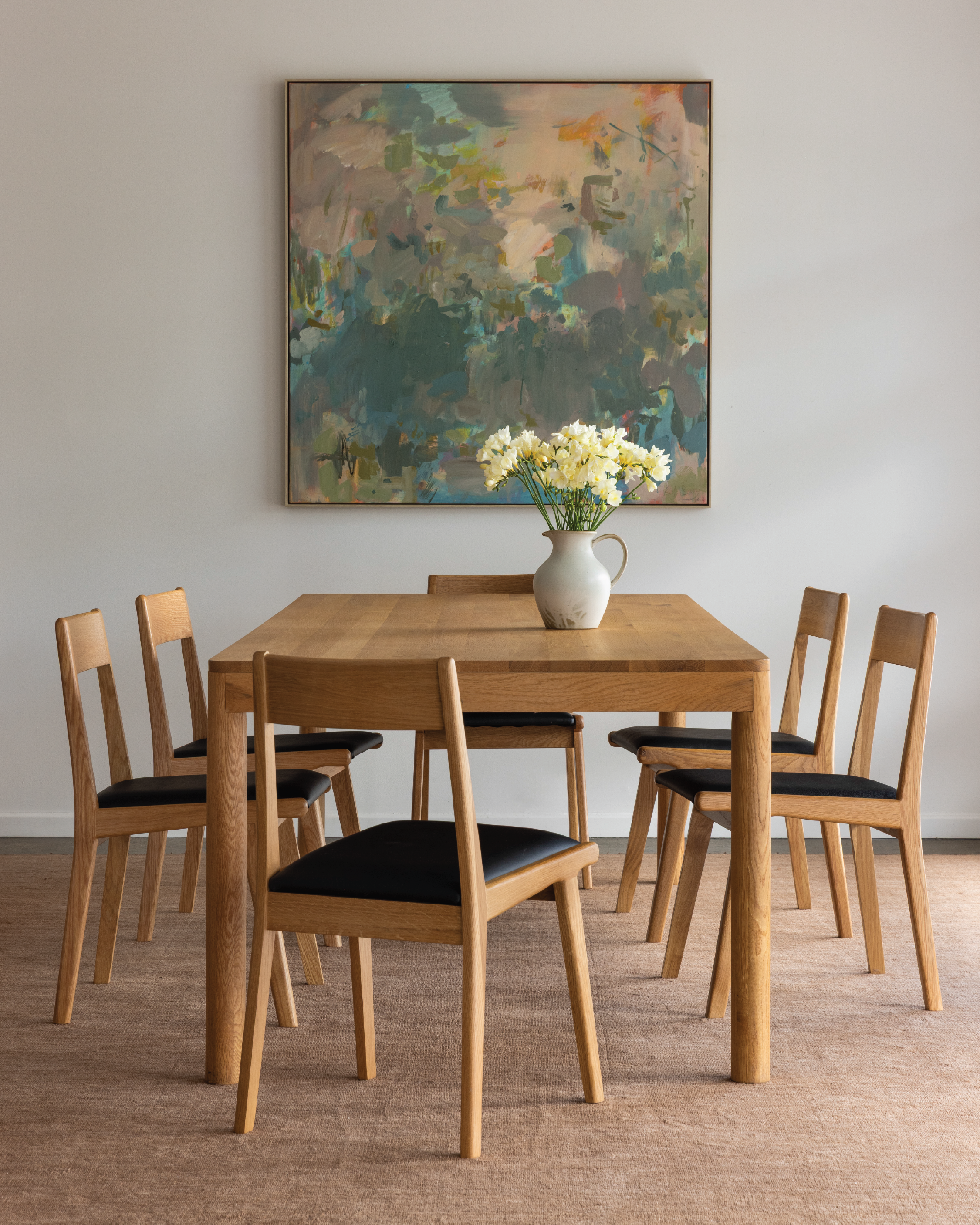 Forest 01 Black Authentic Leather Oak Dining Chair