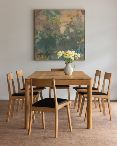 Forest 01 Oak Dining Chair - Black Leather