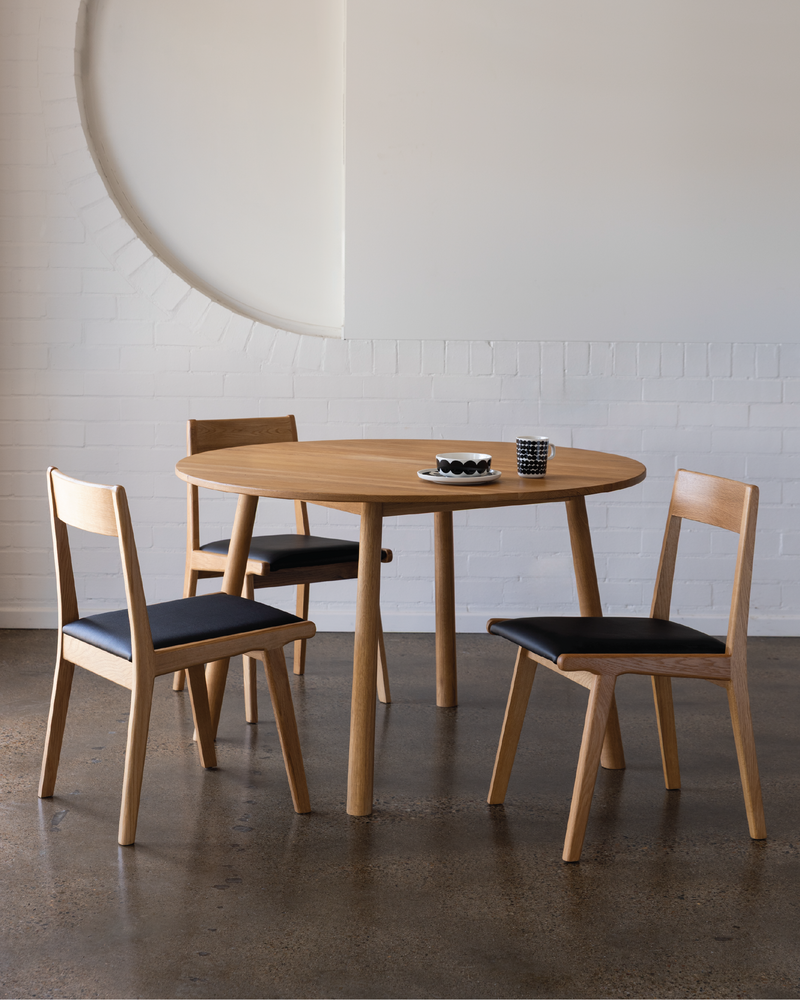 Forest 01 Oak Dining Chair - Black Leather