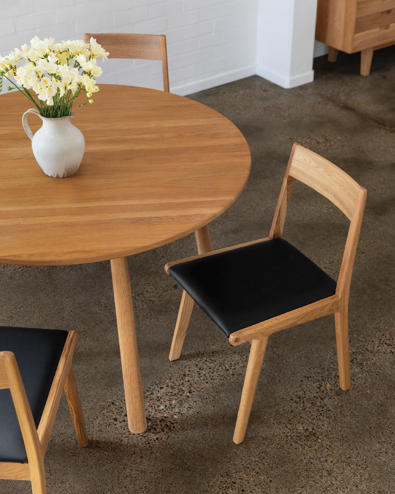 Forest 01 Oak Dining Chair - Black Leather