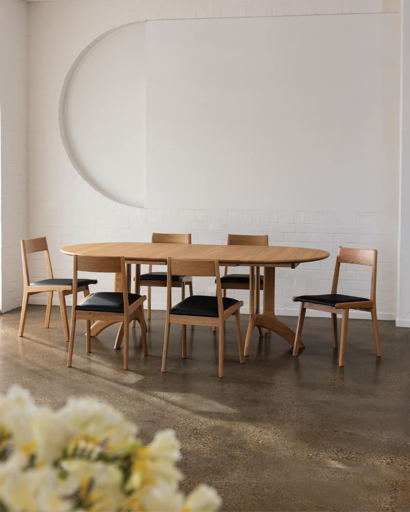 Forest 01 Oak Dining Chair - Black Leather