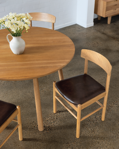 Forest 02 Oak Dining Chair - Dark Tan Leather