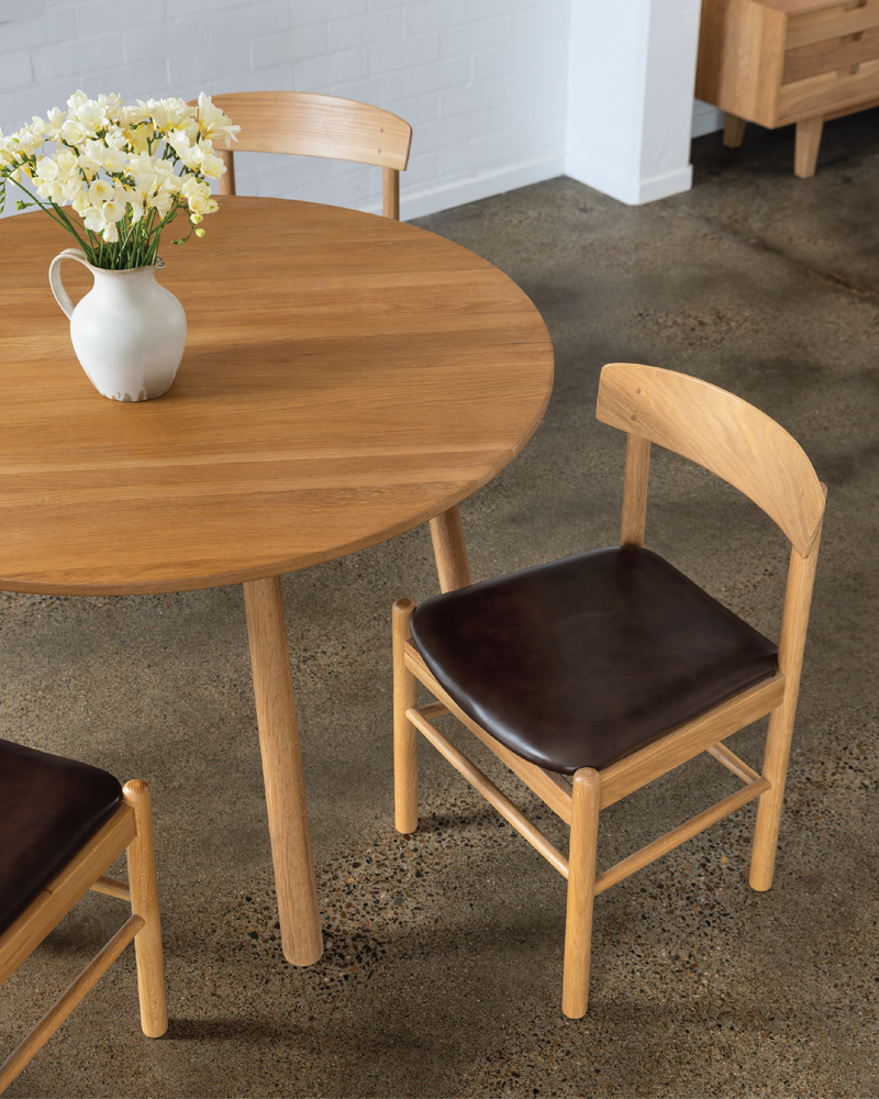 Forest 02 Oak Dining Chair - Dark Tan Leather