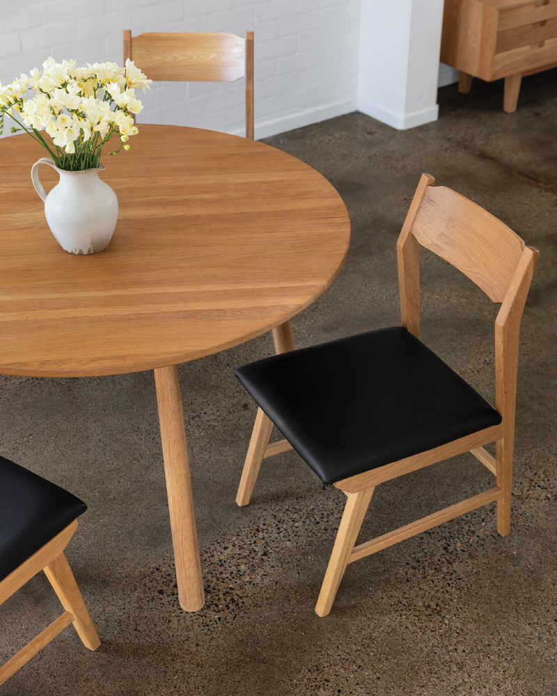 Forest 05 Oak Dining Chair - Black Leather
