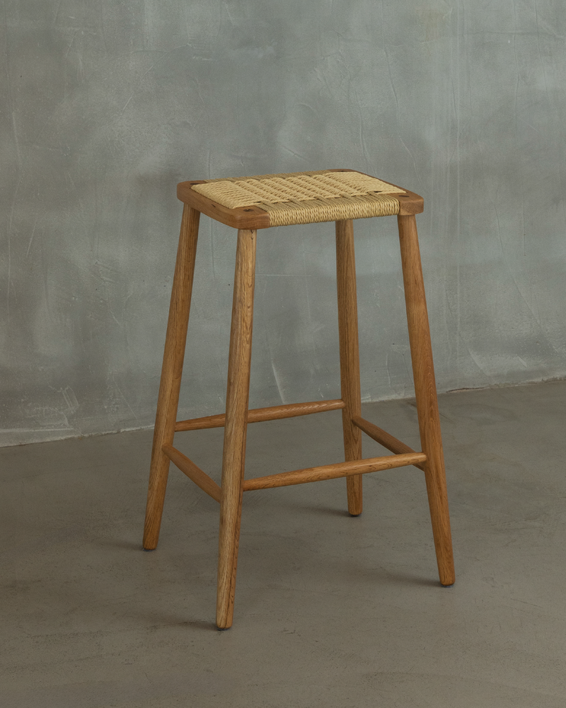 Forest Oak & Paper Cord Counter Stool