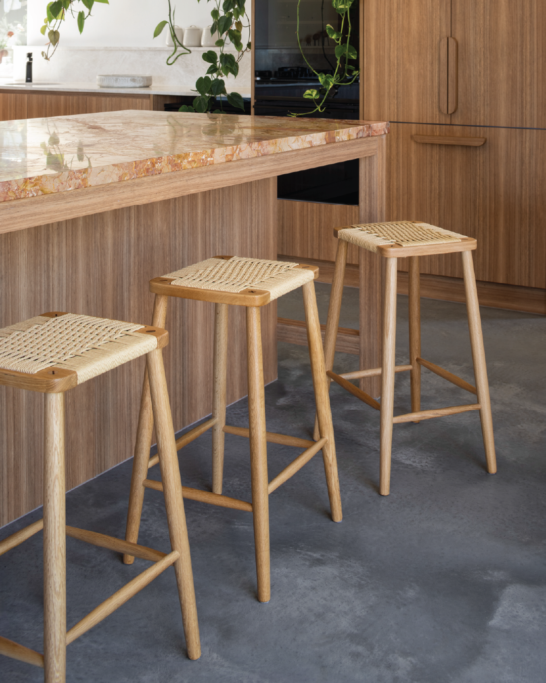 Forest Oak & Paper Cord Counter Stool