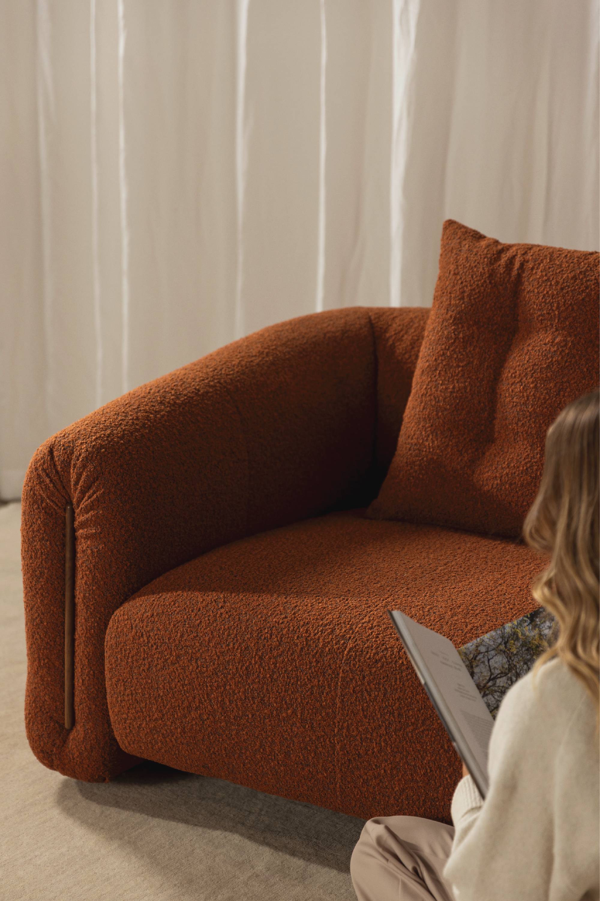 Kurva 3 Seat Sofa Burnt Orange