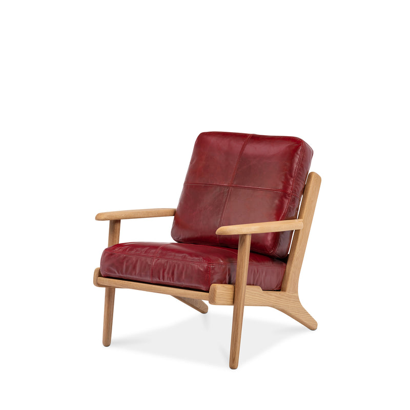 Map Armchair (Oak Frame/Red Leather)