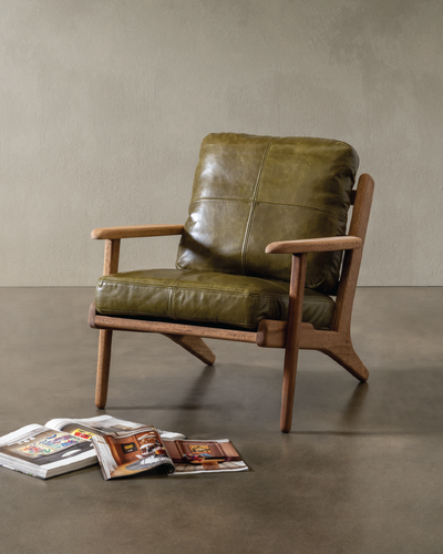 Map Armchair (Walnut Frame/Green Leather)