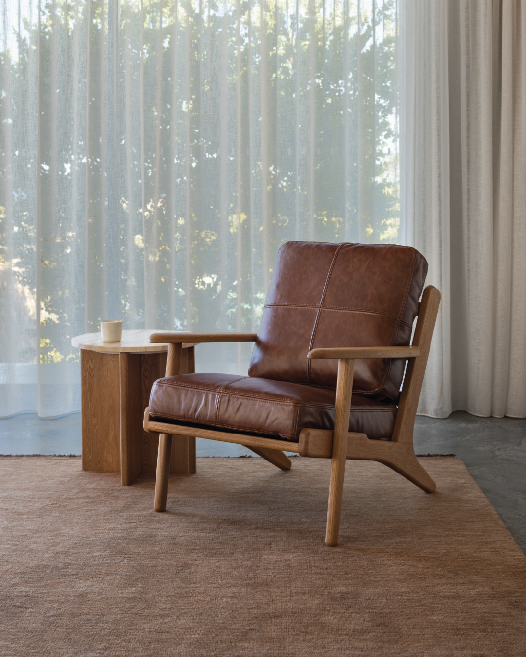 Map Arm Chair (Oak/Brown Leather)