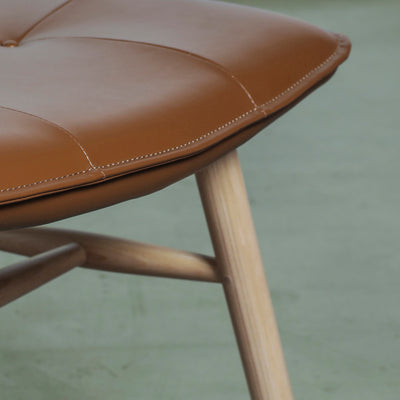 Reading Chair with Ottoman - Birch/Tan Leather