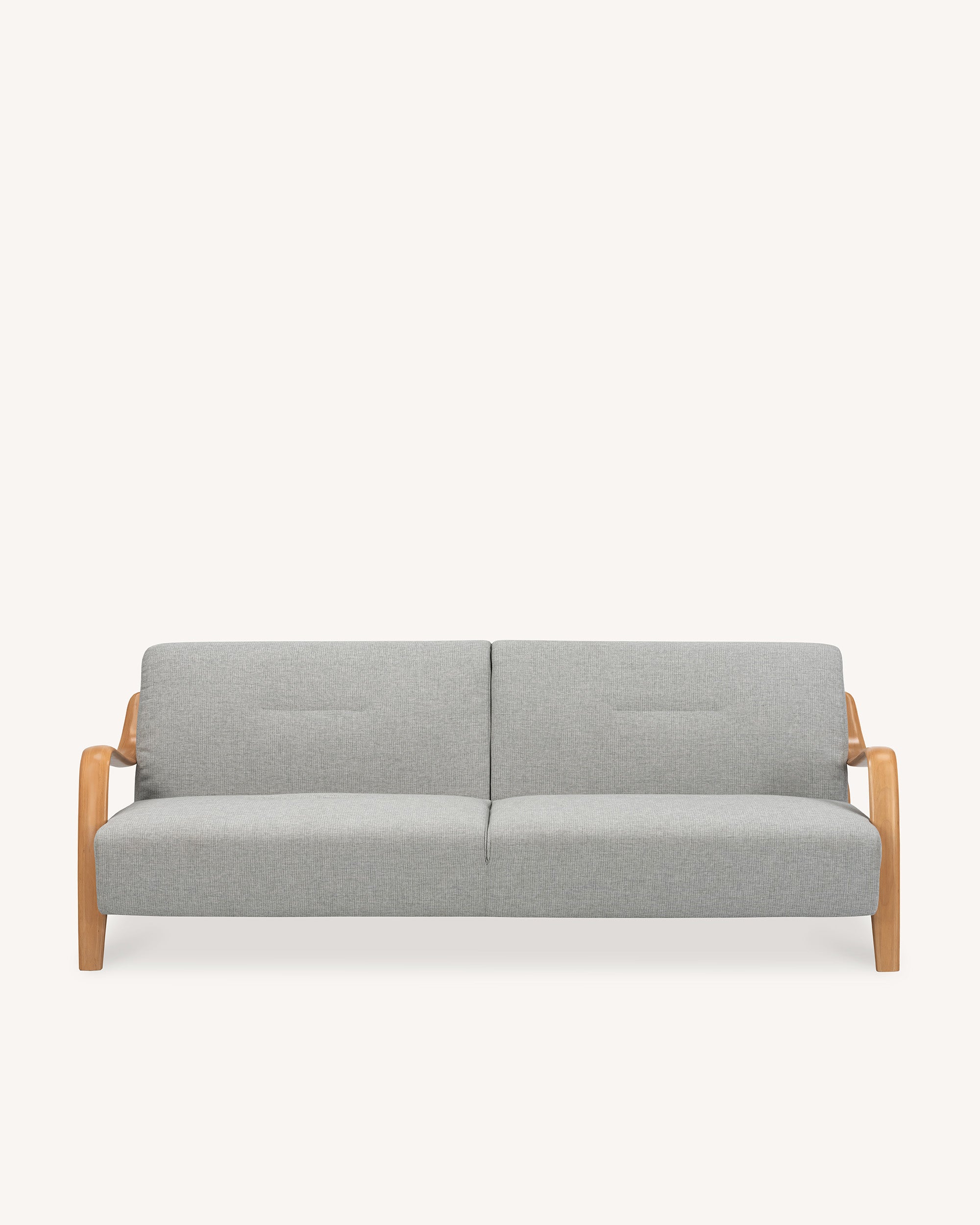 Beech Mid-Century Sofa 3 Seat Grey Fog