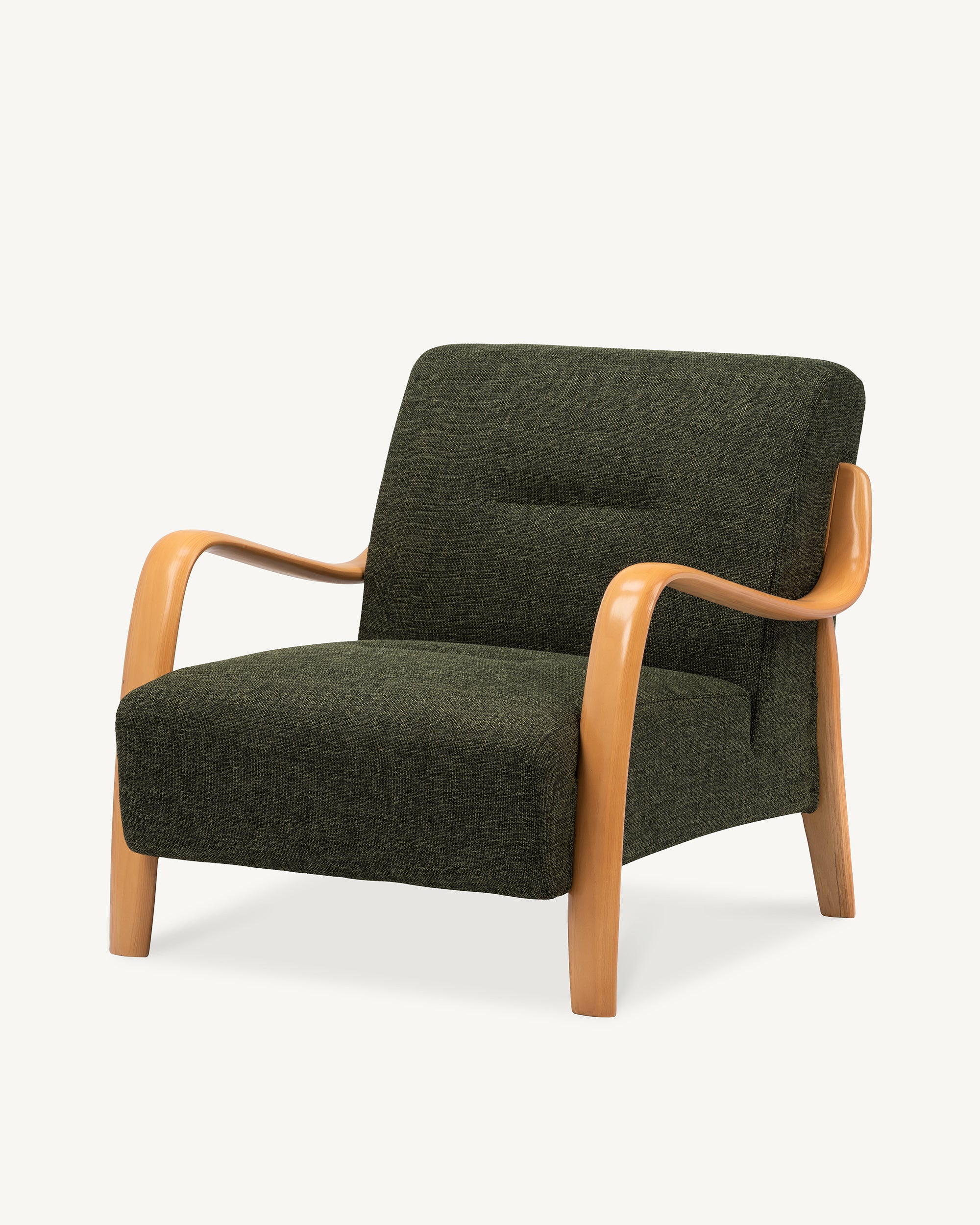 Beech Mid-Century Armchair Forest Green